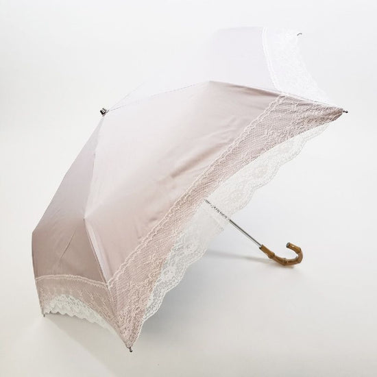 Heat-Shielding & Fully Shading High-Leg Lace 3-Tiered Folding Umbrella for Sun and Rain Black Coated Back