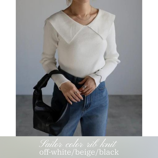 Sailor collar rib knit