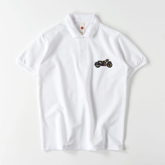 Vintage motorcycle embroidered polo shirt