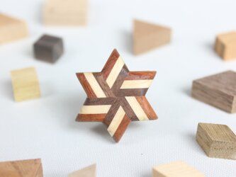 Marquetry Striped Star Pin Brooch