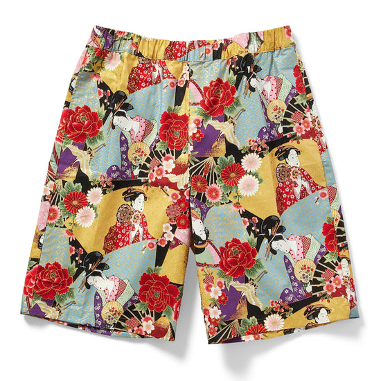 Japanese pattern half pants.Ukiyoe_black