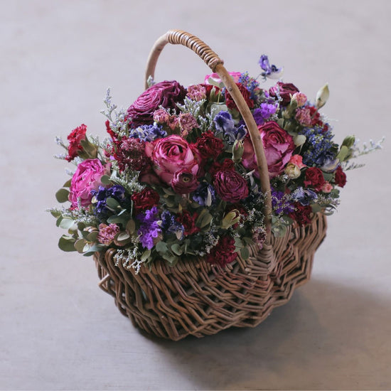 Basket arrangement-L-purple×pink