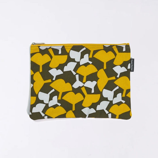 Kyoto Hand-Dyed Canvas Flat Pouch (Gingko)
