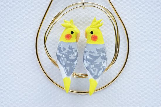 Two Cockatiels (Pied) Brooch