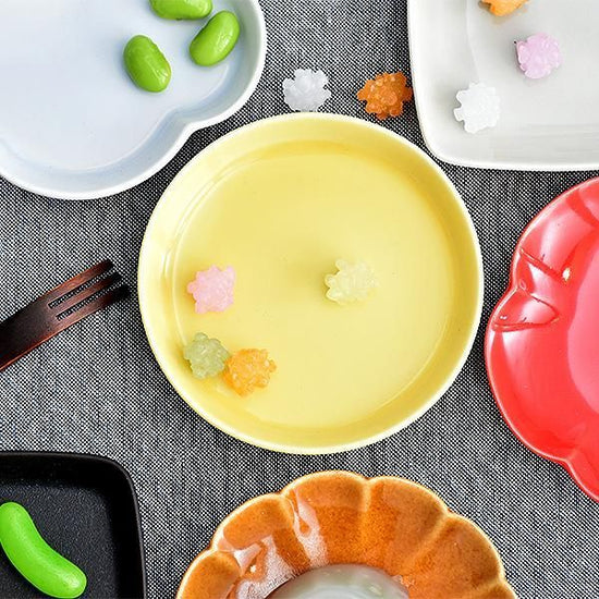 Yellow Rounded Cut Small Dish, Japanese Tableware, Shokado, Made in Japan, Minoyaki, Stylish, Modern
