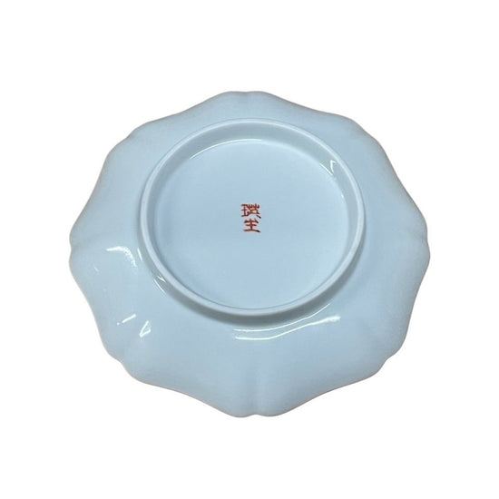 [Eisyou] Plum design on stripes, 5"-ringed plate