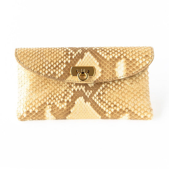 Flap wallet fleur long python / pearl gold