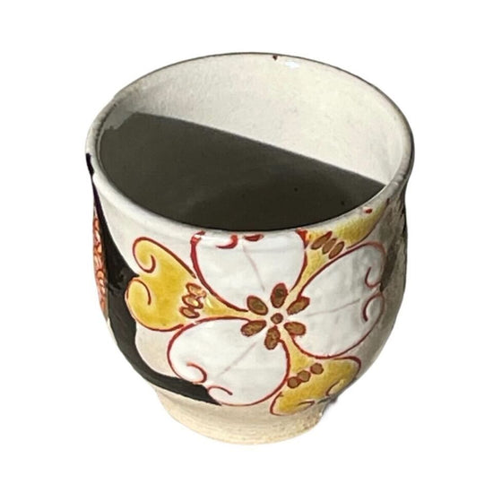 [Sato Takeshi] Teacup with colored flowers (yellow)