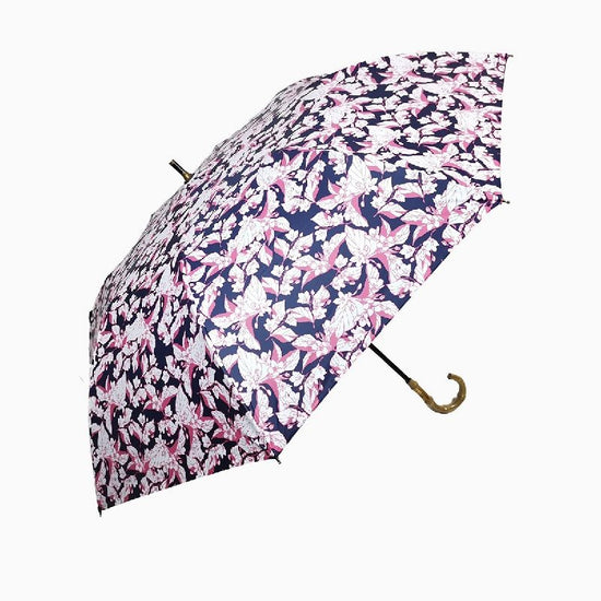 Short Wide Umbrella Heat-Shielding & Fully Light-Shielding Gorgeous Floral Print Sunshade Umbrella Black Coated Lining