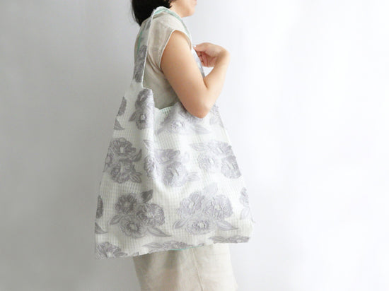 TWINS bag <L> [Gray Flower × Ice Green]