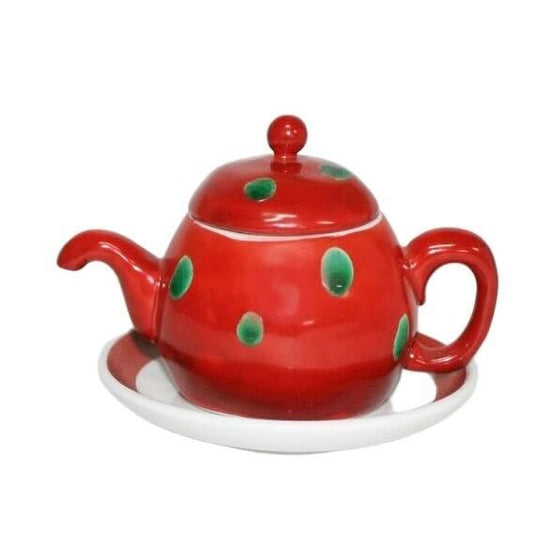 [Eisyou] (Lu) soup bowl with red rolled polka-dot design