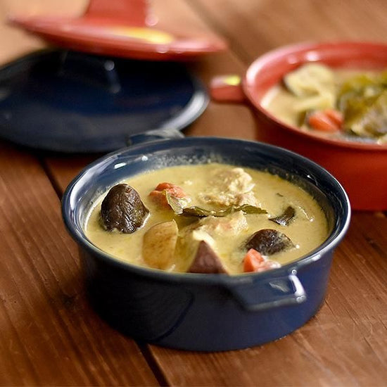 Navy Cocotte M Blue Type Western Tableware Ovenware Souffle Cocotte Oven OK Made in Japan Minoyaki Cafe Style