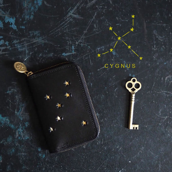 Round Zipper Key Case ( CYGNUS Black) CYGNUS Star Cowhide