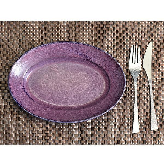 Violet 10" oval, purple, Western tableware, oval dish, shaped plate, made in Japan, Minoyaki, stylish.