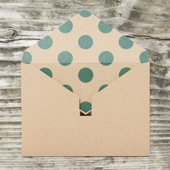 [Kraft × Dot Green] Stylish Envelope with Card HCA02A (set of 5)