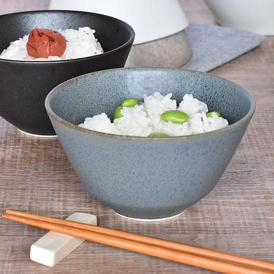 Cuisine Glazed Blue Rice Bowl, Blue Western Tableware, Round Bowl, Made in Japan, Minoyaki, Stylish, Modern