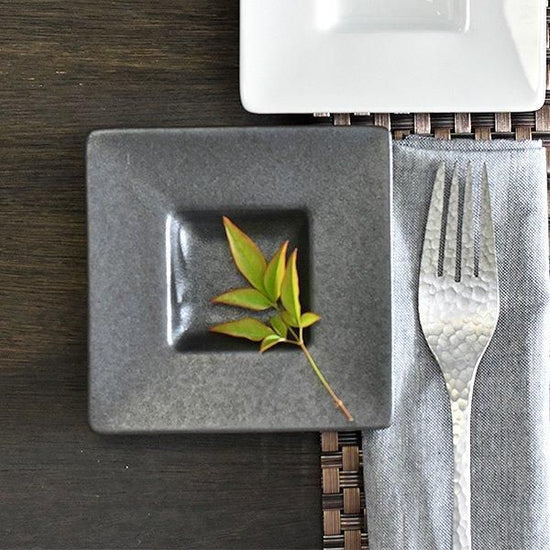 Iron Glaze Prim Plate S Black Type Western Tableware Square Plate, Made in Japan, Minoyaki, Stylish