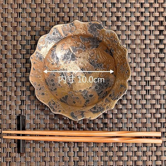Gold Tataki Kikyo small bowl, gold type, Japanese tableware, medium bowl, made in Japan, Minoyaki, stylish, modern