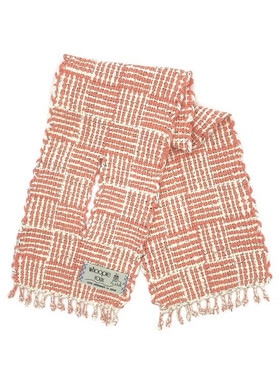 Hand-woven scarf made of 100% organic cotton _ WALL / peach ♭122