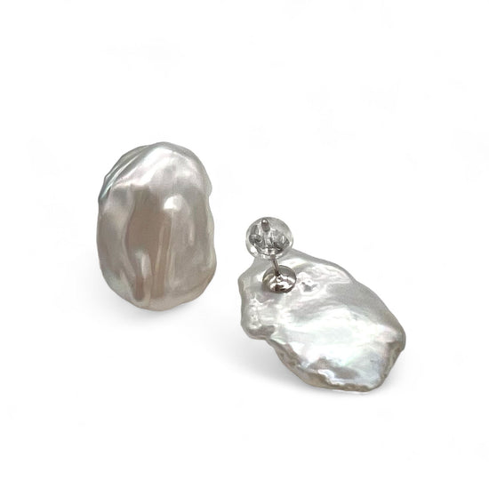 스노우 플라워 케시 진주 피어싱 귀걸이