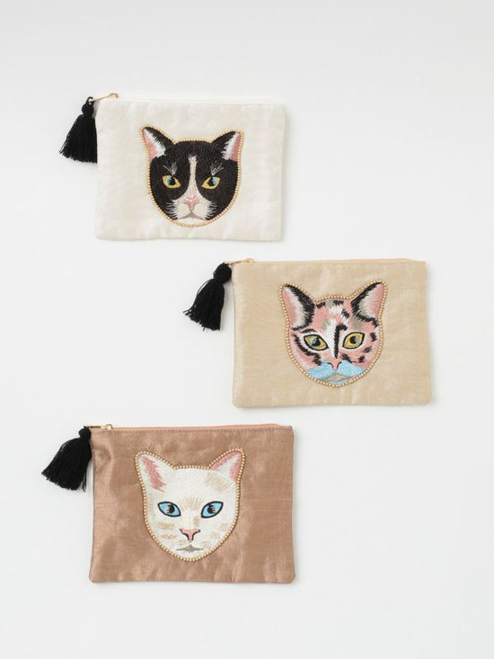 Cat Embroidery Flat Pouch (3 colors) M42-1913