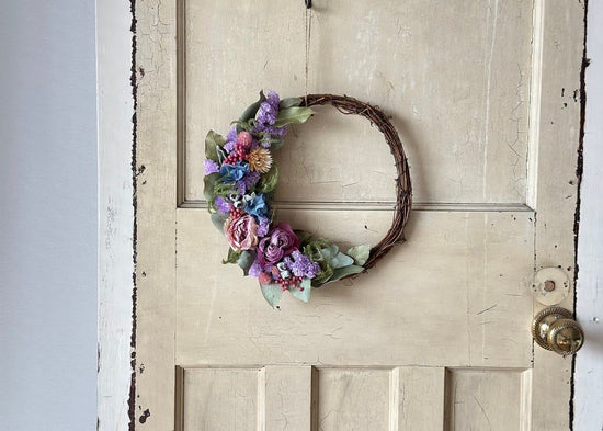 Colorful wreaths in pastel colors