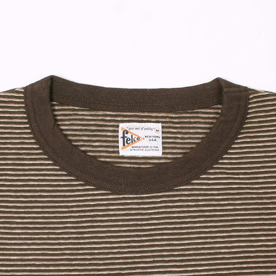 FELCO S/S RINGER NARROW STRIPE POCKET CREW TEE