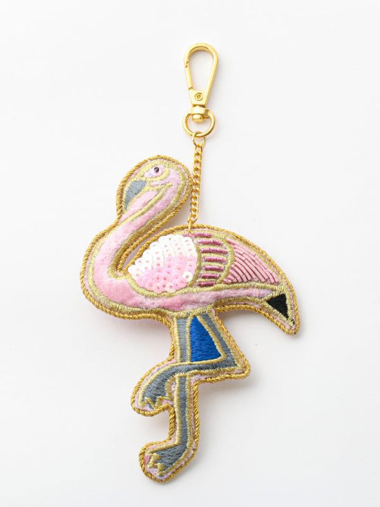 Zari embroidery key ring (flamingo) M21-0944