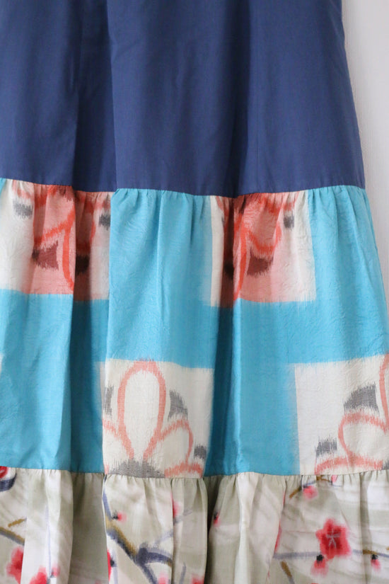 Haru Ume -Meisen Teered Skirt Navy