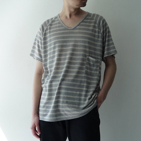 Linen Jersey Stripe Prisoner Shirts(SILVER GRAY)