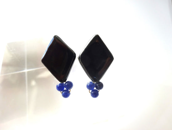 Hishigata Sodalite Pierced Earrings / Clip-on Earrings Black