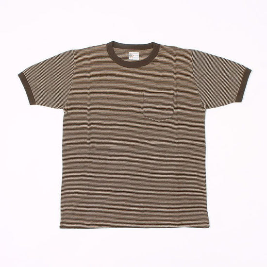 FELCO S/S RINGER NARROW STRIPE POCKET CREW TEE