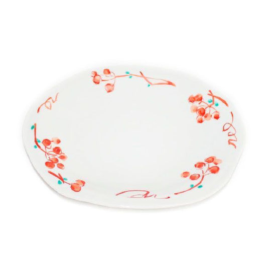 [Eisyou] Eight-sided oval dish with a design of a mountain return