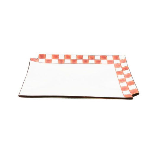 [Eisyou] Checkered 6" long dish (red)