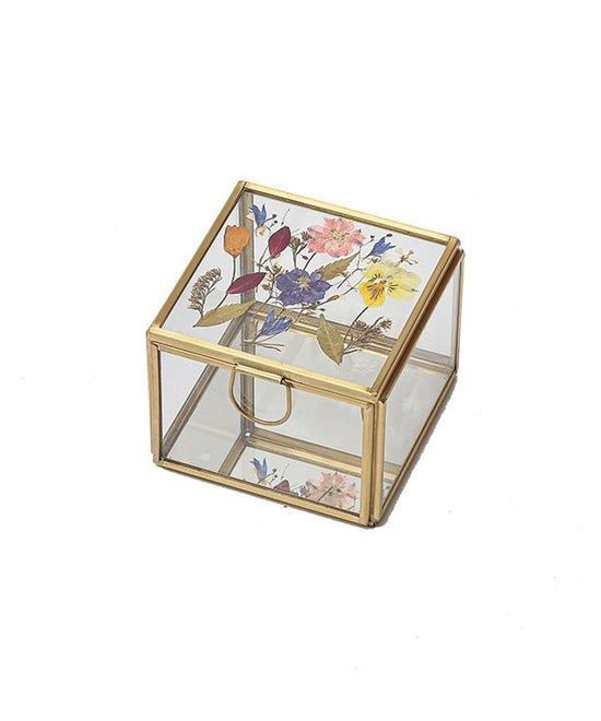 Pressed flower square glass box M17-2562S