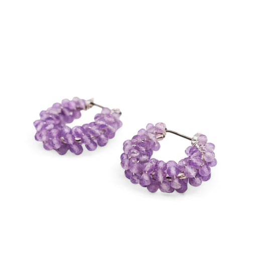 산호 자수정 피어싱 귀걸이 (L)