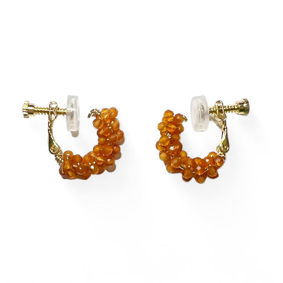 코랄 카넬리안 클립온 귀걸이