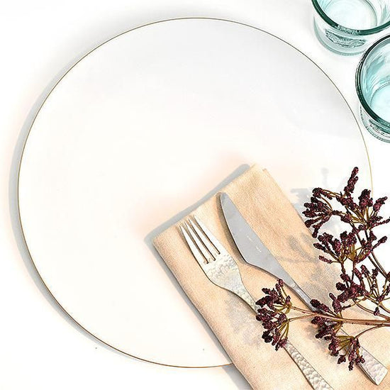 Fuchi Kin Bisque Mat 29cm Round Plate White Japanese Tableware Round Large Plate Made in Japan Minoyaki, Stylish, Modern