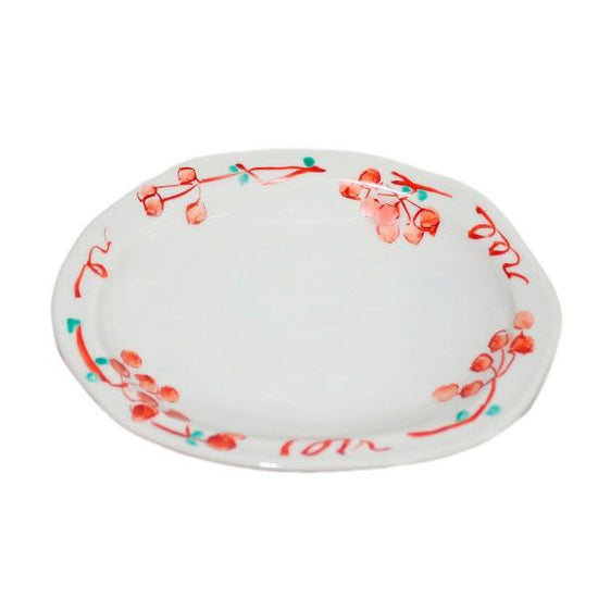 [Eisyou] Six-sided oval dish with a design of a mountain return