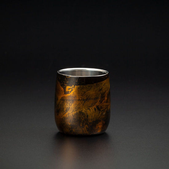 Lacquer-polished cup, double-layer structure, sandalwood series, dharma, black SCW-D501