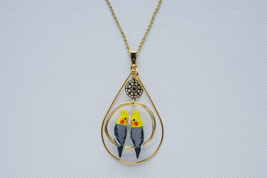 Pendant with Two Cockatiels (Normal) with Surrounding Accessory