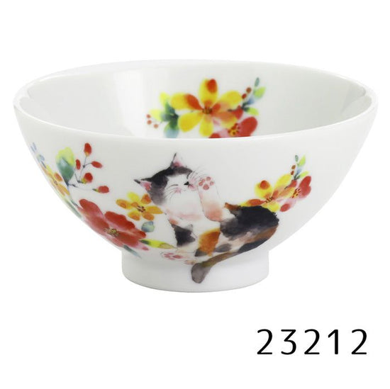 Flower Cat Rice Bowl Single (Red / Blue)