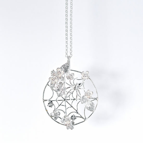 Spider and hydrangea necklace