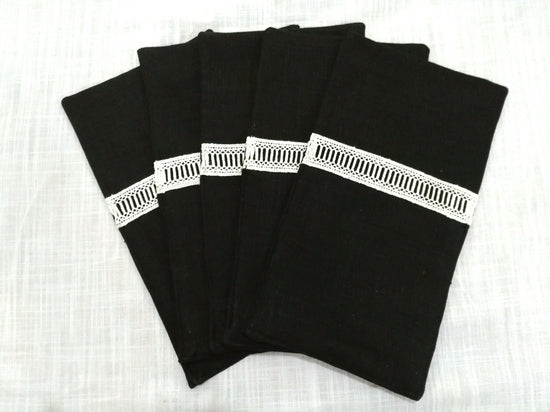 Curtlery Pocket Line Lace Black 6pieces