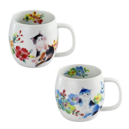 Flower Cat Mug (Red / Blue)