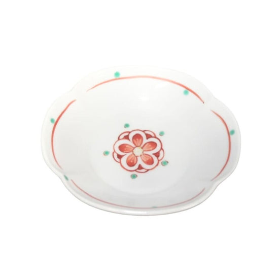 [Eisyou] Plate, red plum design, 3.7" x 7