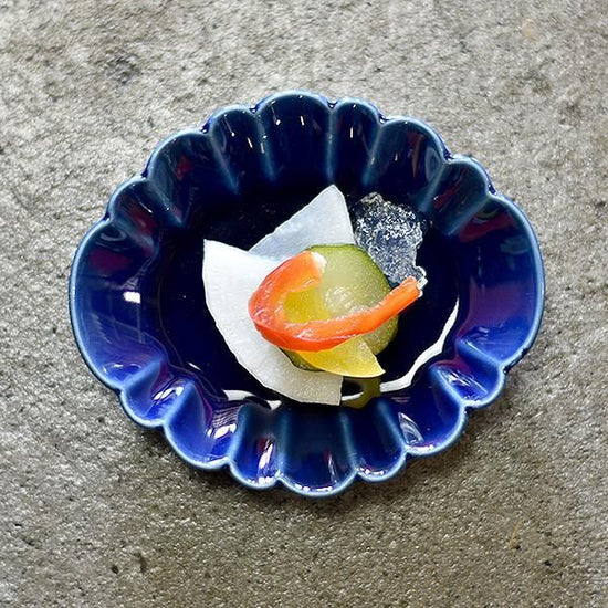Navy Oval Rinka Small Dish, Blue Japanese Tableware, Shokado, Made in Japan, Minoyaki, Stylish, Modern