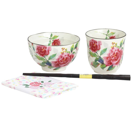Rose Kissho Teacup in Bowl with Handkerchief (03892)