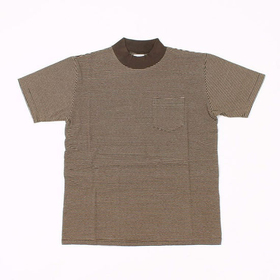 FELCO S/S MOCK NECK NARROW STRIPE POCKET TEE