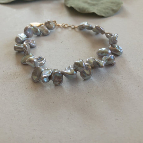 [14kgf] Bracelet - Freshwater Keshi Pearl (Silver)